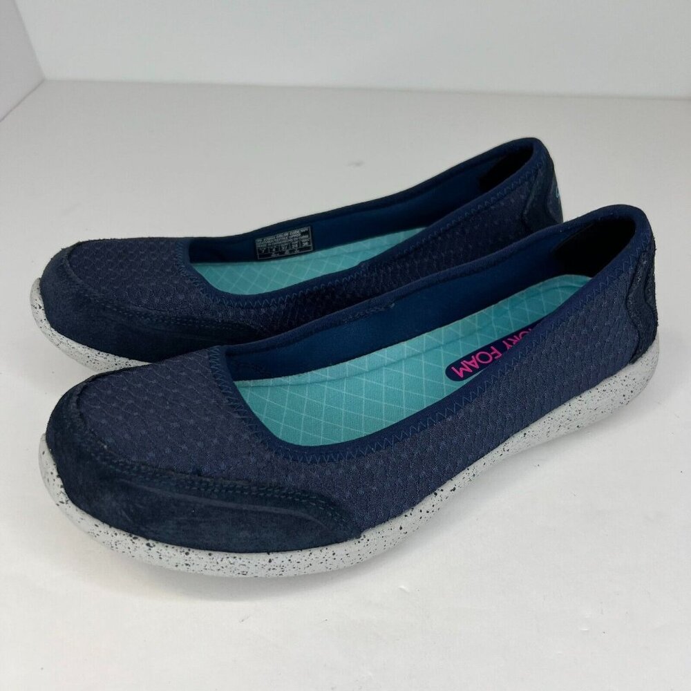 Skechers Womens 22802 Blue Stardust Skimmer Leather Size 7 Slip-On Shoes